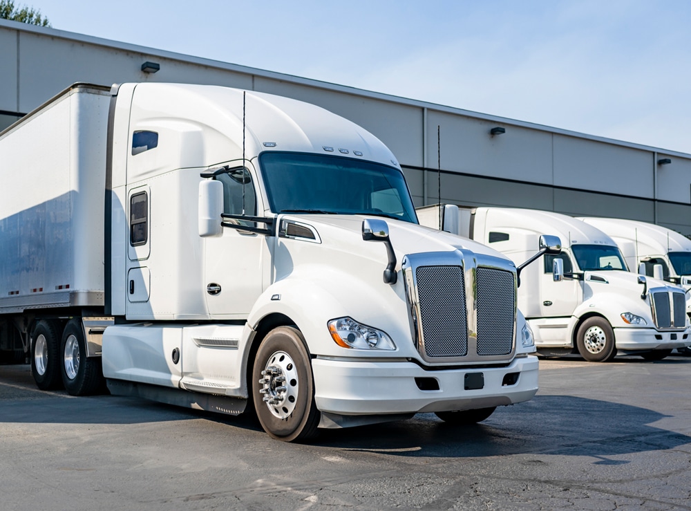 a truck is parked on the side of a building